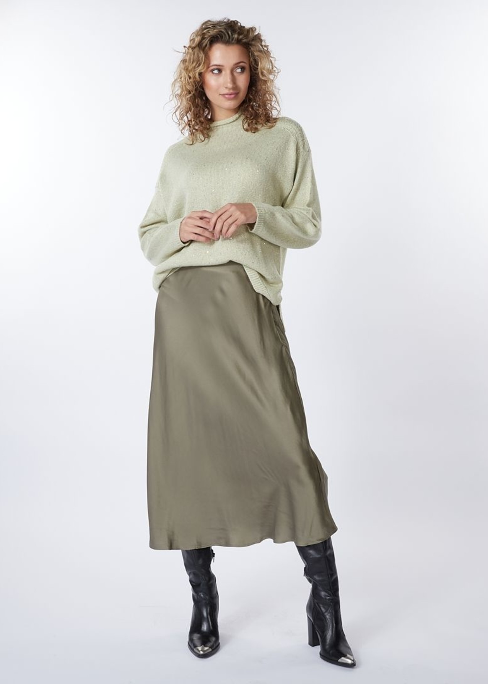 EsQualo Sateen Skirt - Leaf Green