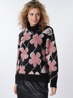 EsQualo Floral Turtleneck Sweater - Rose