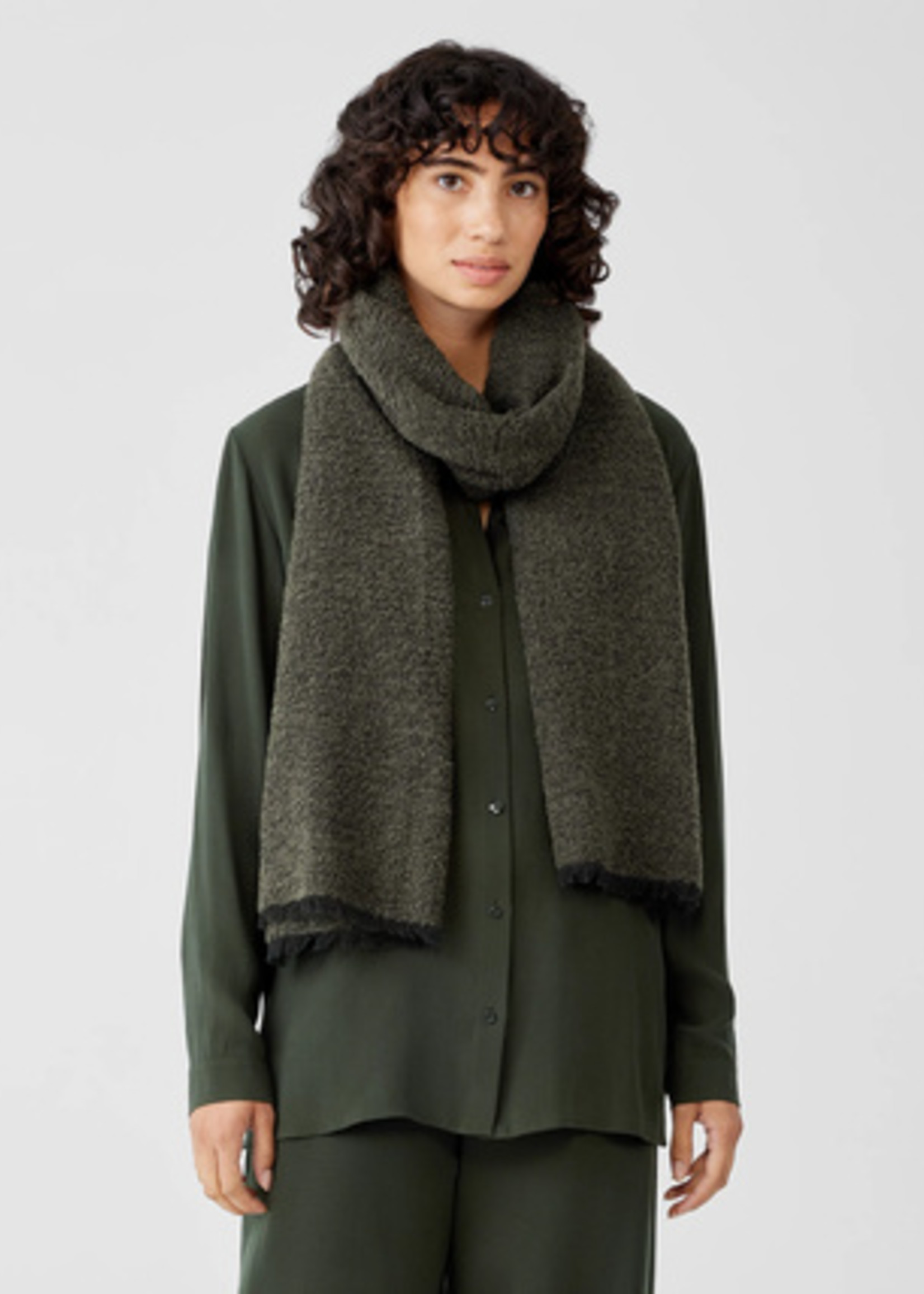 Eileen Fisher Fluffy Boucle Scarf - Woodland