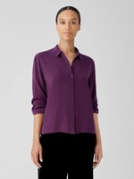 Eileen Fisher Silk Georgette Crepe Classic Collar Shirt - Sweet Plum