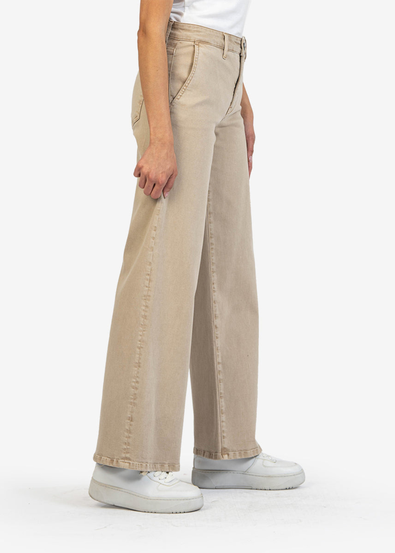 I SAW IT FIRST Khaki Wet Look Ruched Bum Flared Trousers - ShopStyle