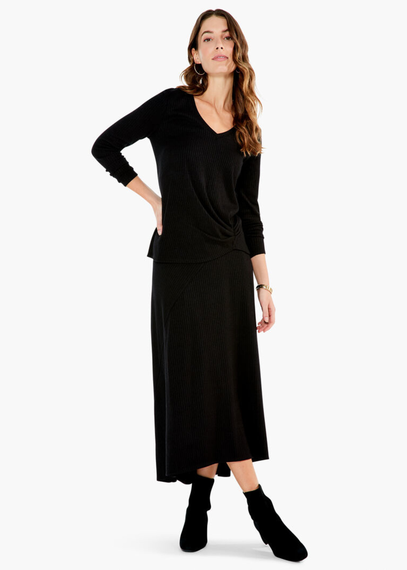 Nic+Zoe Cozy Rib Skirt - Black Onyx