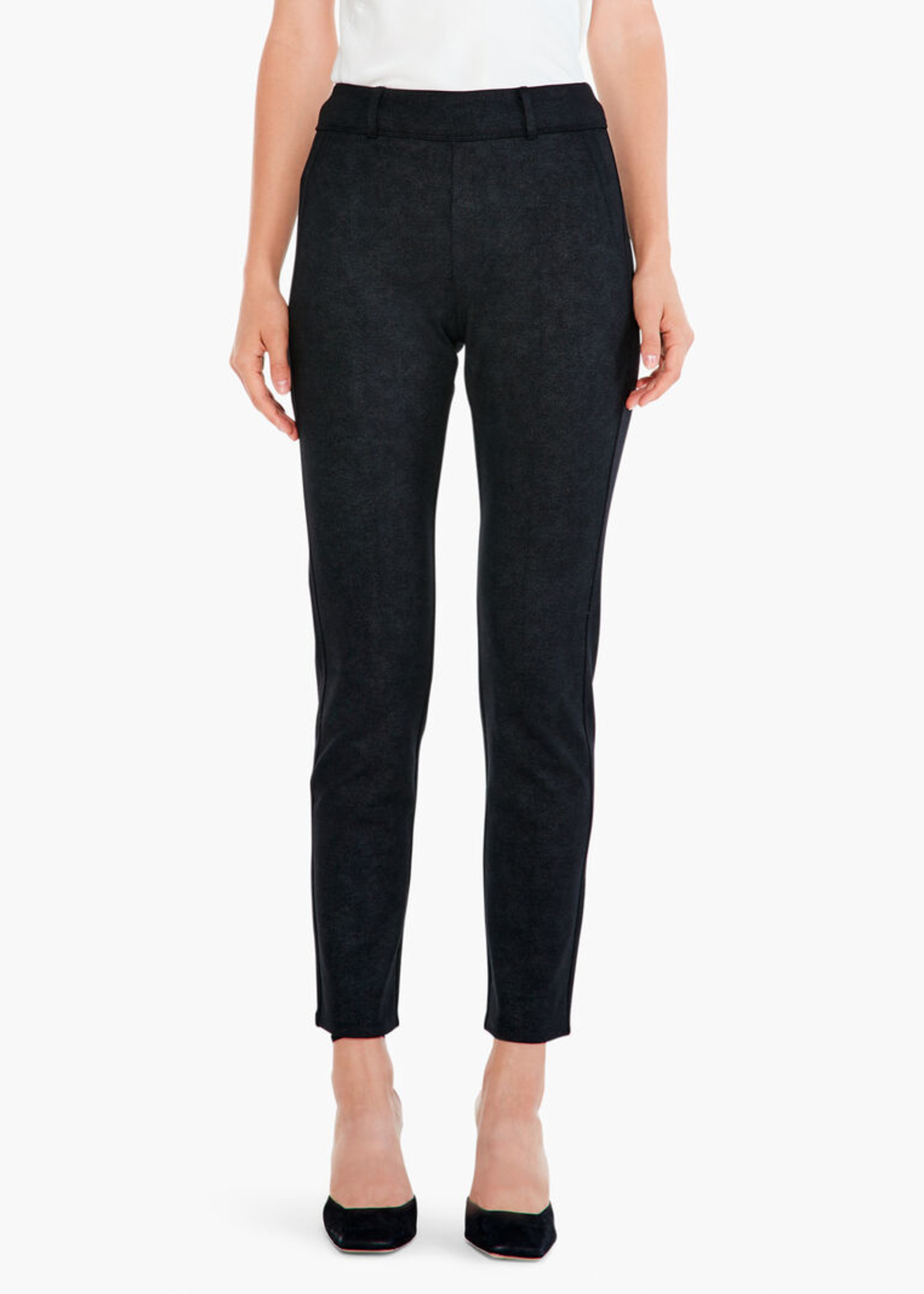 Nic+Zoe Sueded Foil Slim Trouser - Black Onyx