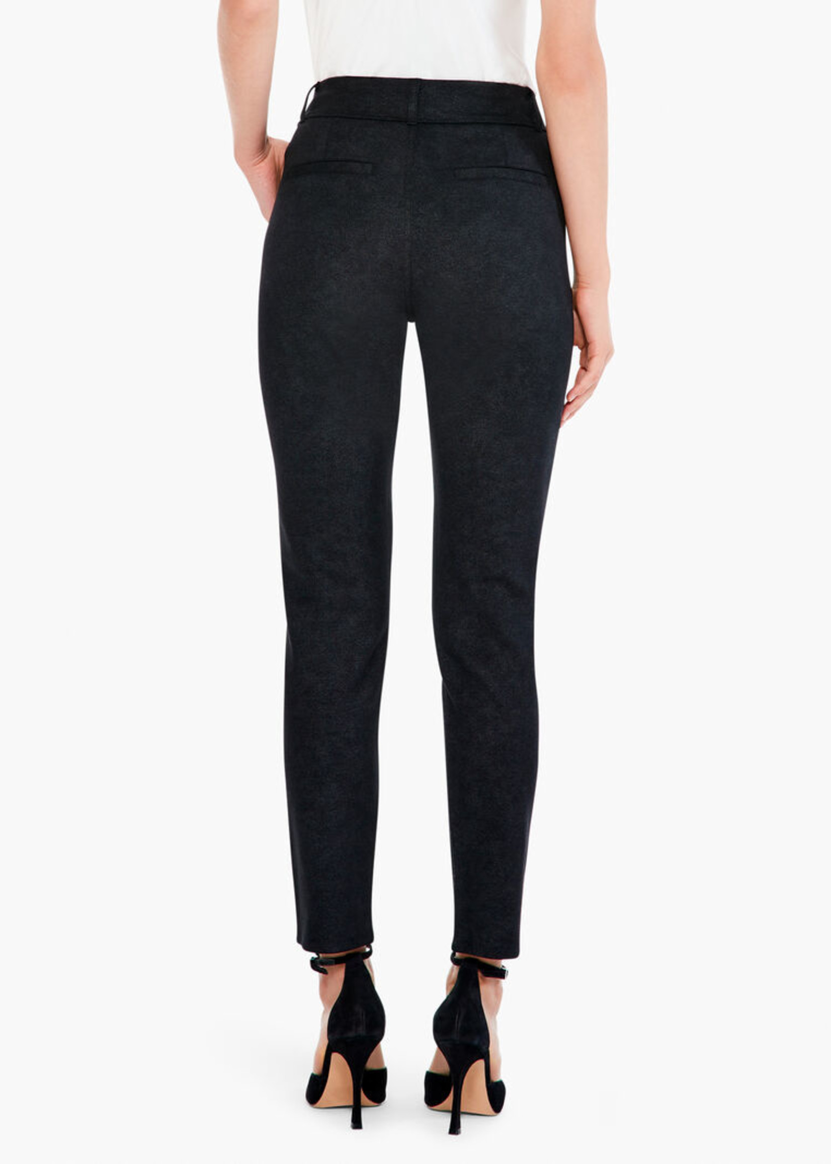 Nic+Zoe Sueded Foil Slim Trouser - Black Onyx