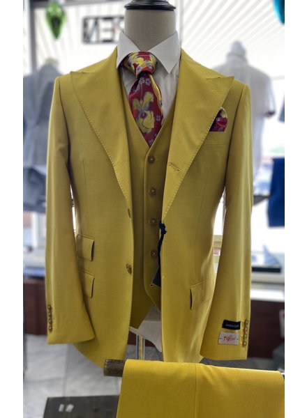 Tiglio Gaberdine Solid Vested Suit