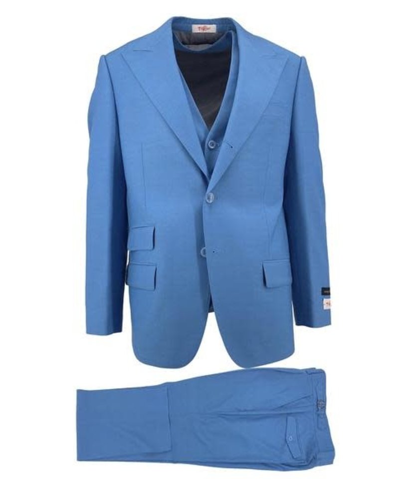 Tiglio Gaberdine Solid Vested Suit