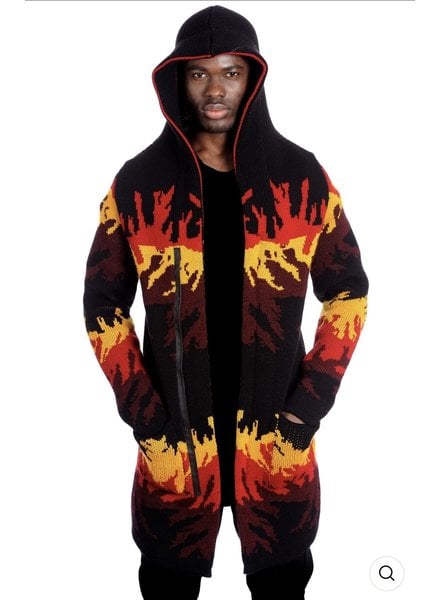 Black Edition Flame Hooded Cardigan