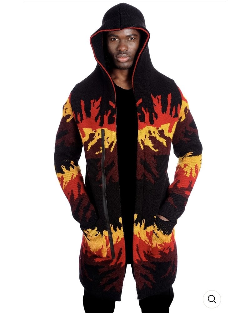 Black Edition Flame Hooded Cardigan