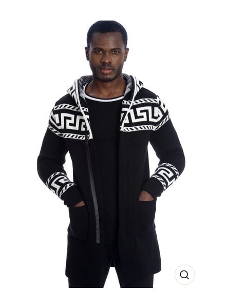 Black Edition Greek Key Hooded Sweater