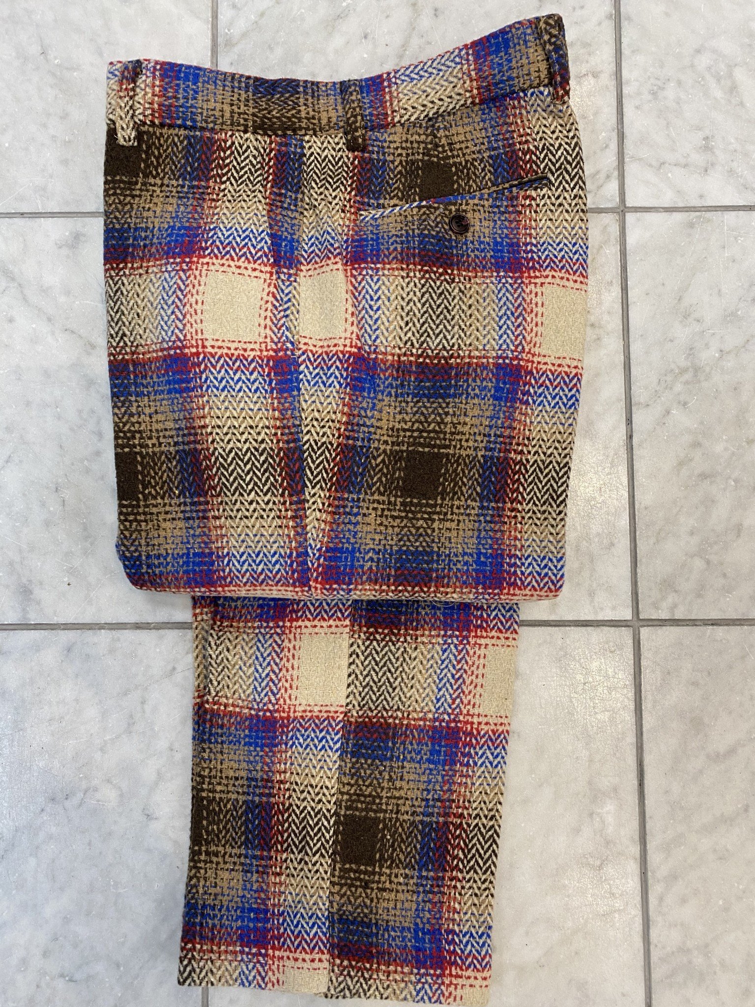 Lanzzino Wool Flannel Plaid Slack