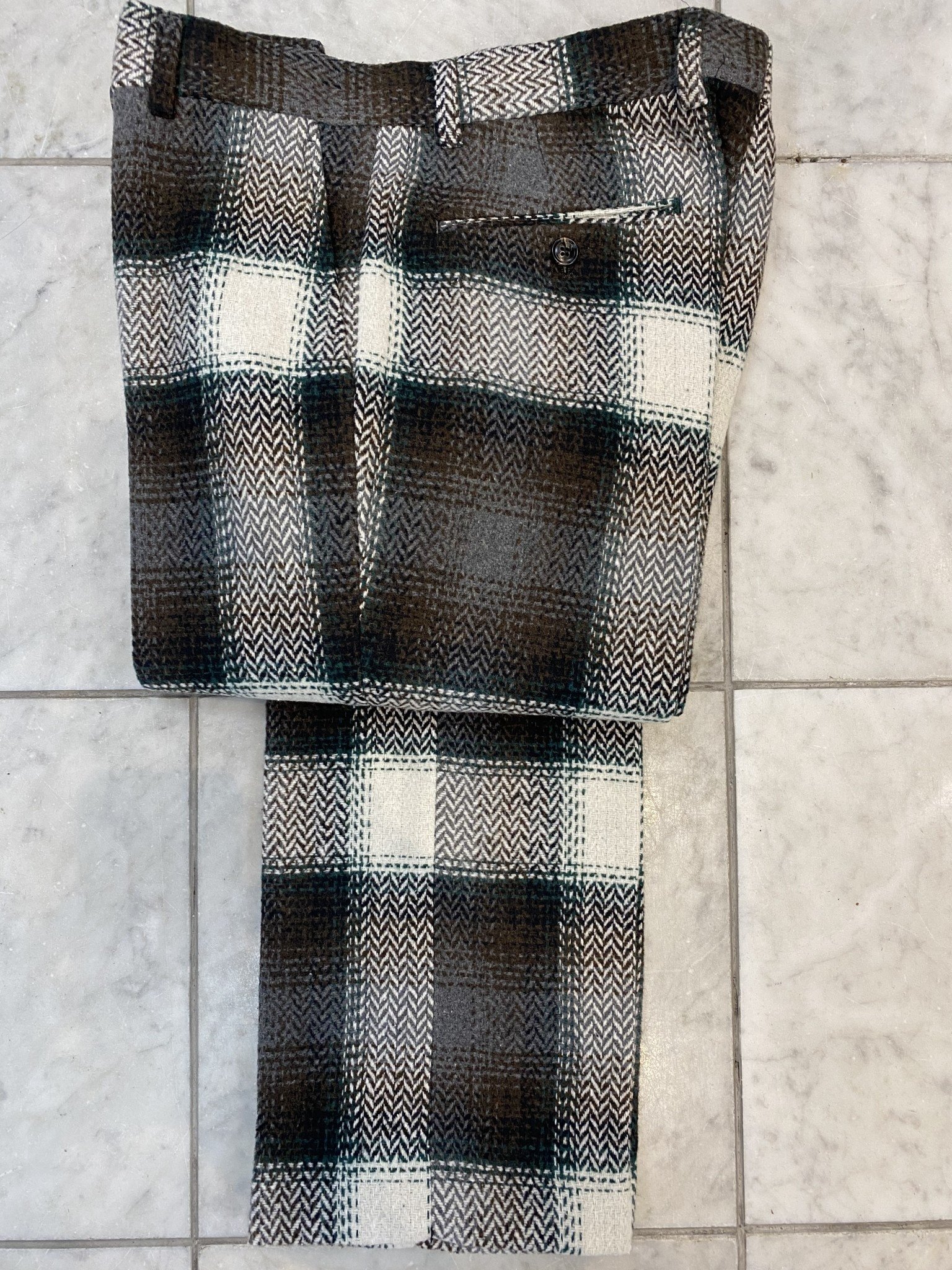 Lanzzino Wool Flannel Plaid Slack