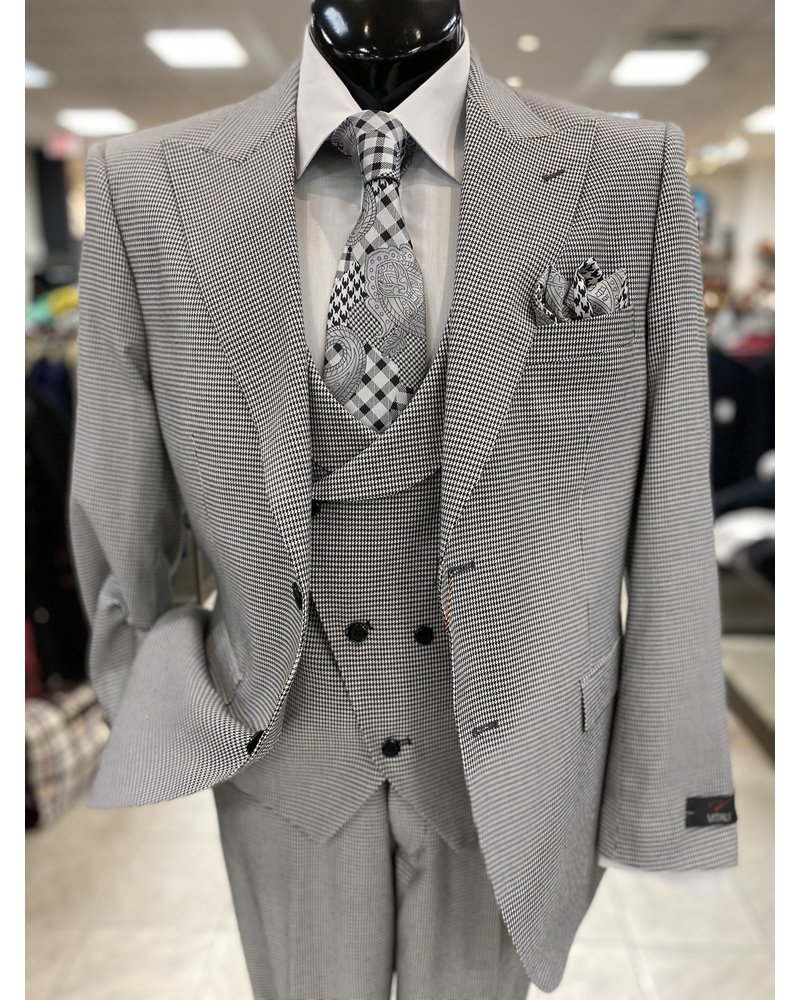 Vitali Peak Lapel Tweed Vested Suit