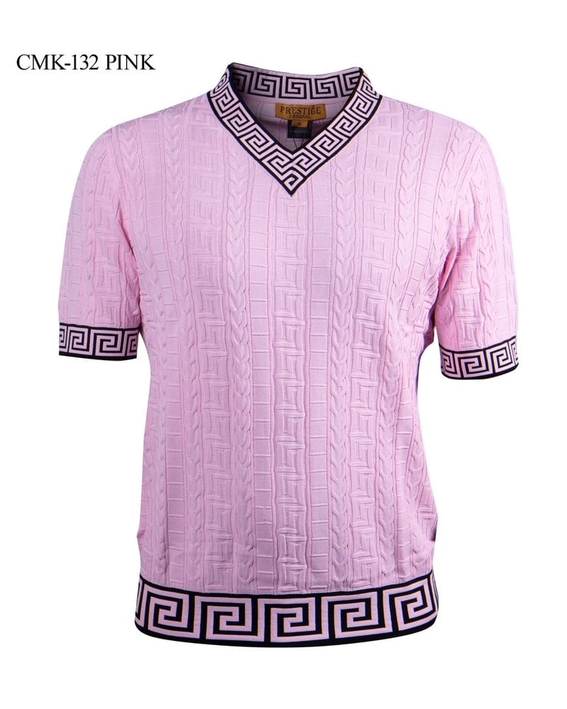 Prestige S/S Greek Key V-Neck Knit