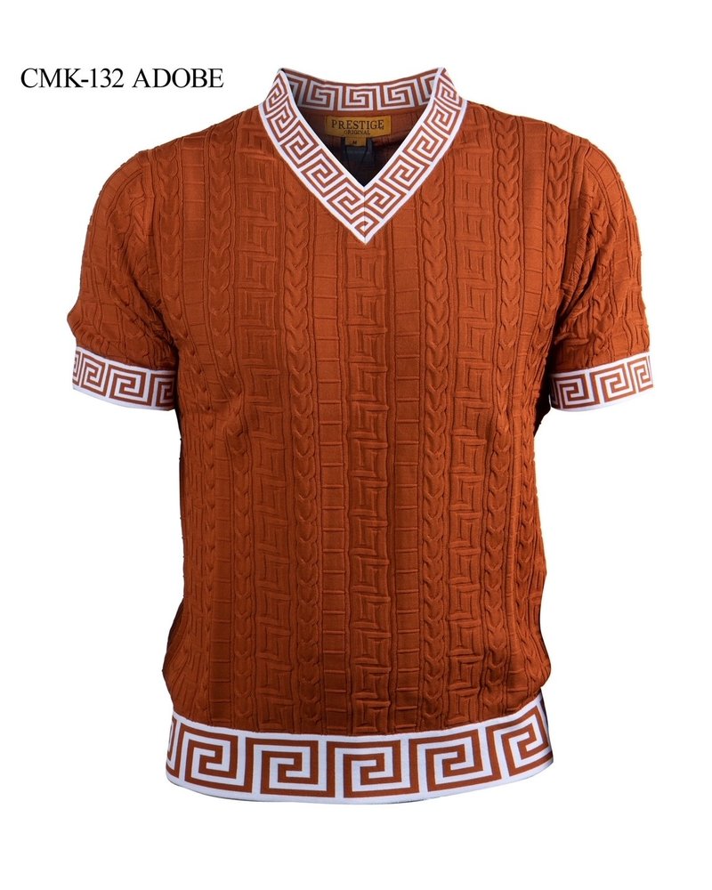 Prestige S/S Greek Key V-Neck Knit