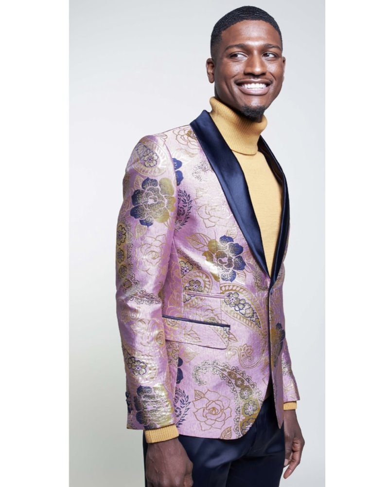 Inserch Paisley Jacquard Shawl Lapel Blazer