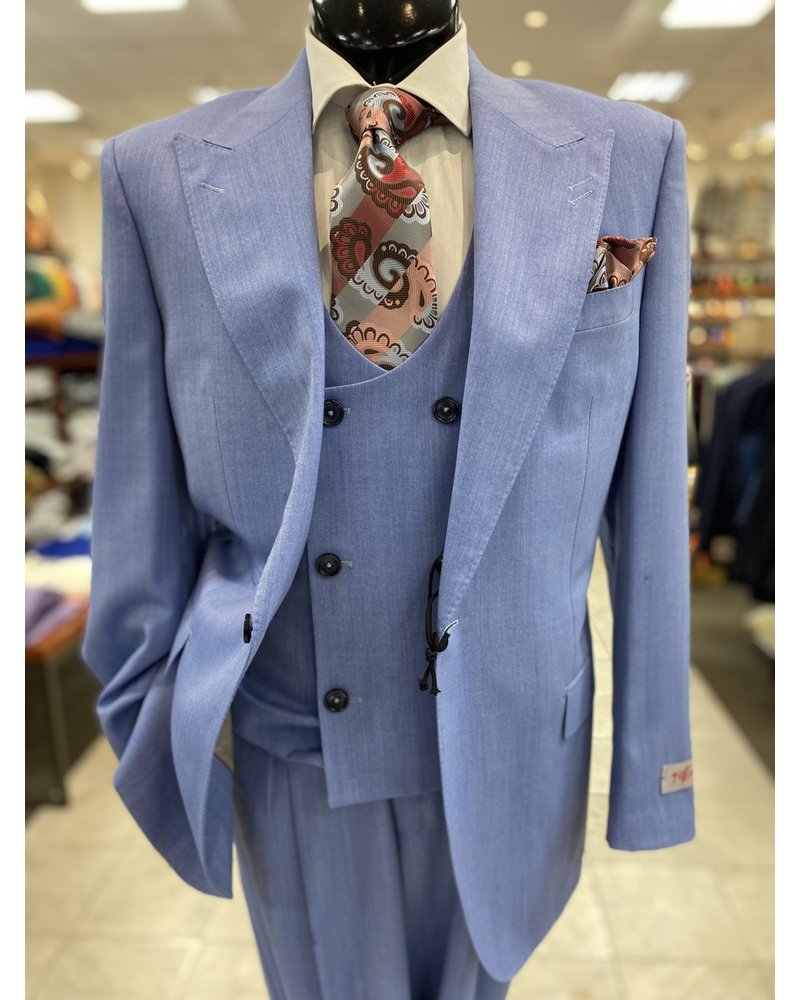 Tiglio Gaberdine Vested Suit (Luca Solid)