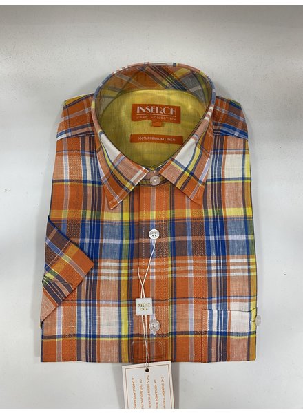 Inserch S/S Linen Plaid Shirt