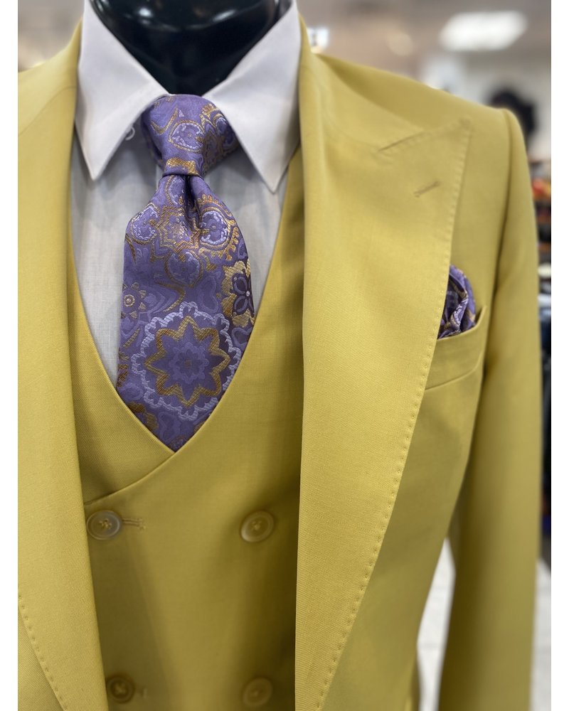 Tiglio Gaberdine Vested Suit (Orvietto)