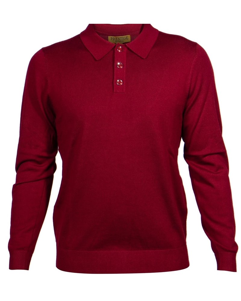 Prestige Prestige L/S 3B Polo Knit Shirt (Solid) - The City Warehouse