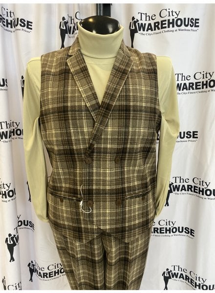 Silversilk Wool Plaid Vest Set
