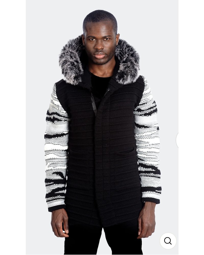 LCR LCR Hooded Cardigan W/Fur