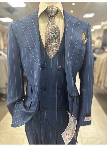 Tiglio Tiglio Gaberdine Vested Pinstripe Suit (Orvietto)