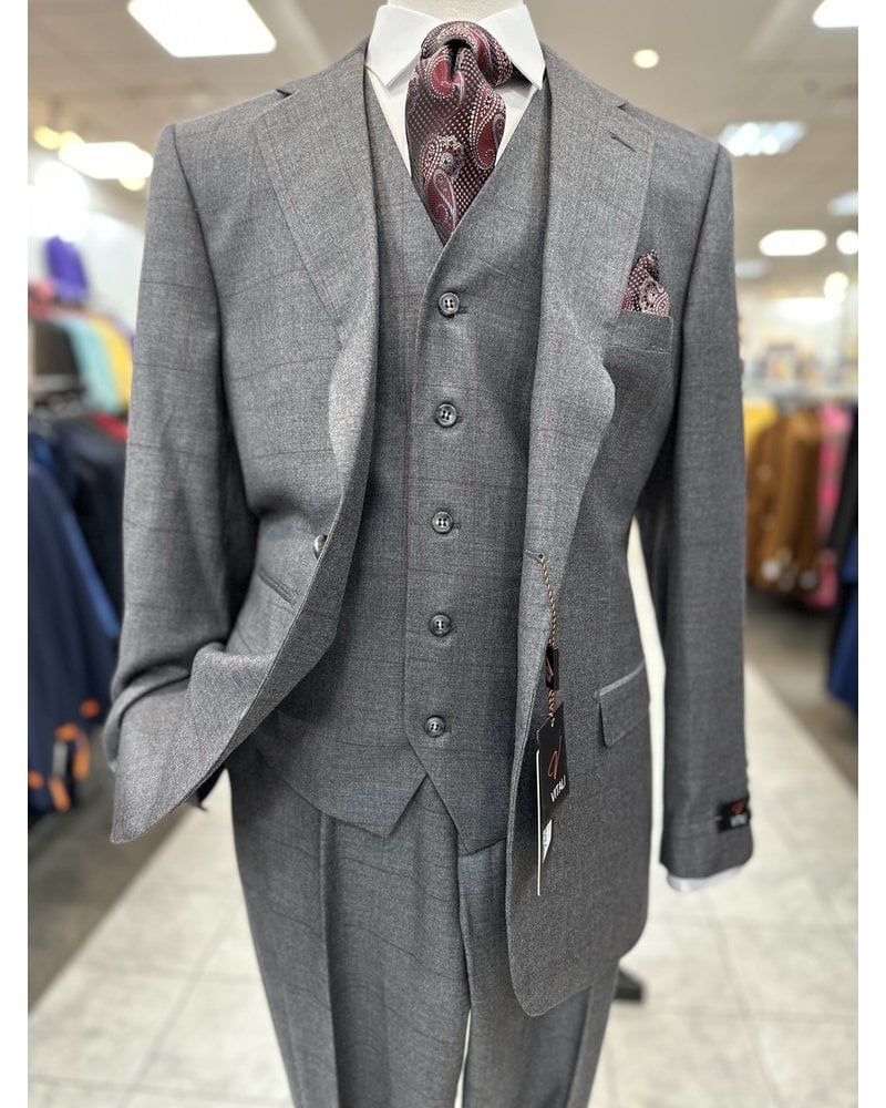 Vitali Vitali Window Pane Vested Suit