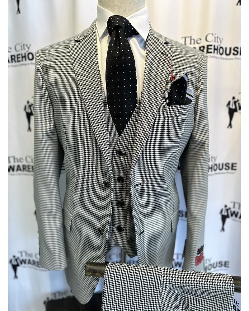 Mazari Houndsthooth Vested Suit - The City Warehouse