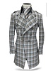 Angelino Angelino Gaberdine Plaid Long Blazer