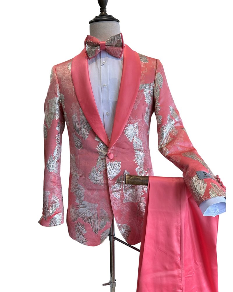 Kent & Park Kent & Park Shawl Lapel Floral Suit W/Bow Tie