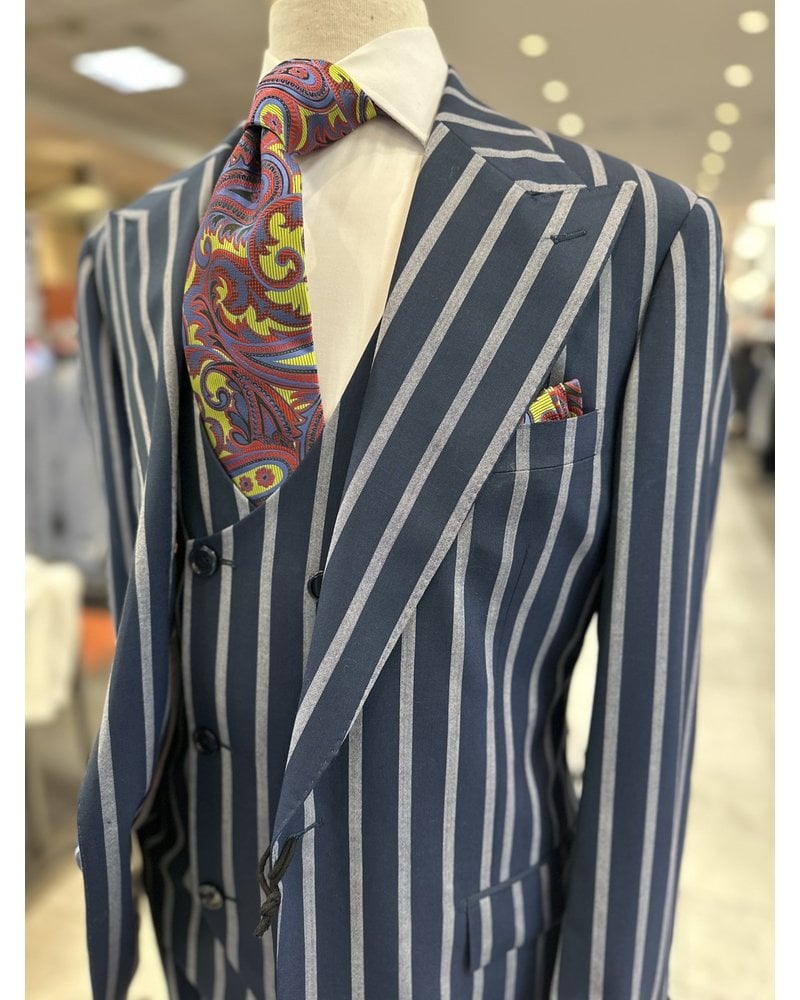 Tiglio Tiglio Wide Pin Stripe Vested Suit (Orvietto)