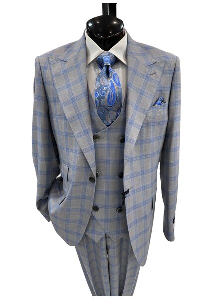 Tiglio Tiglio Gaberdine Vested Pinstripe Suit (Orvietto) - The City  Warehouse