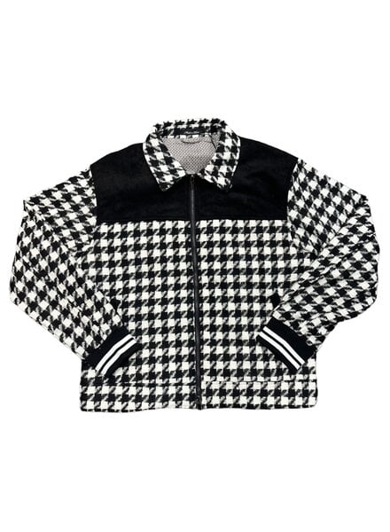 Inserch Inserch Wool Houndstooth Full Zip Bomber  Jacket