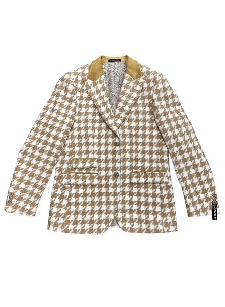 Inserch Inserch Wool Houndstooth Check Peak Lapel Blazer