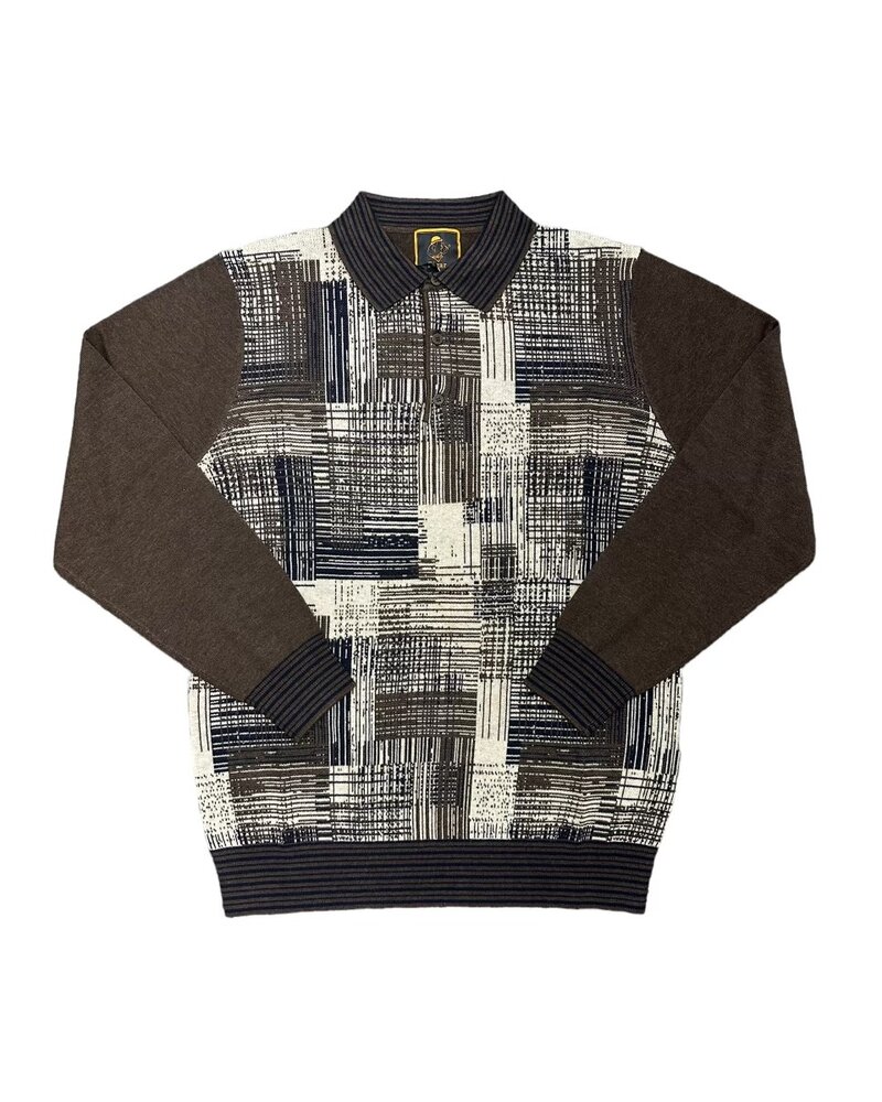 Cigar Cigar L/S Geometric Polo Knit