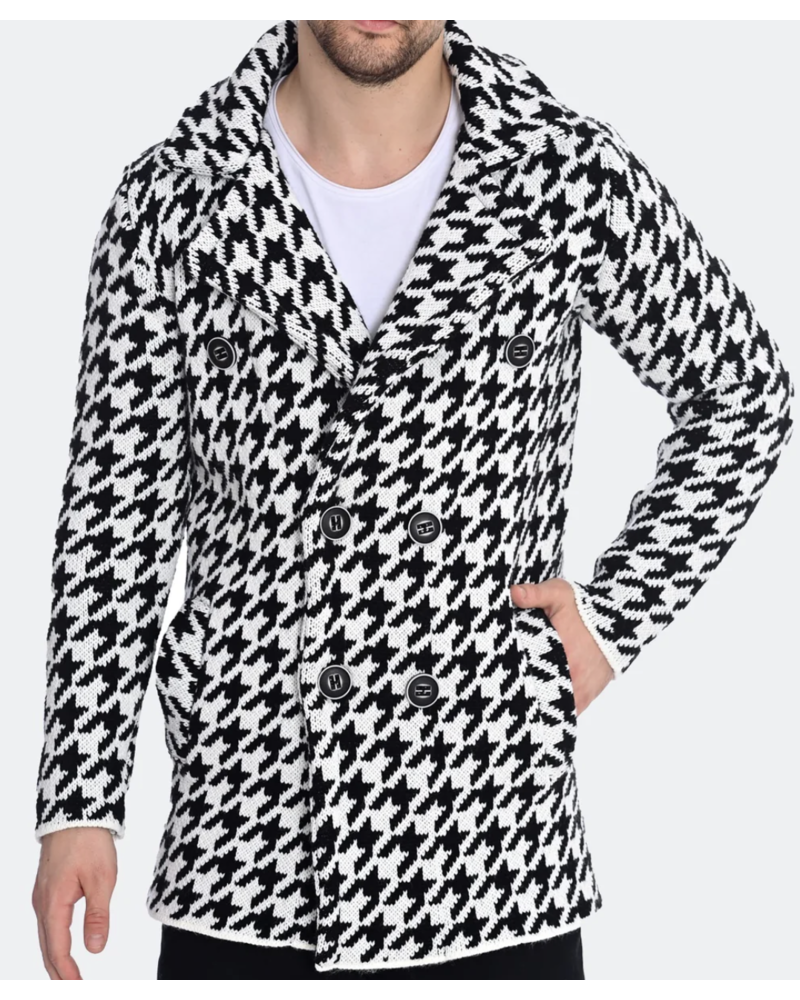 LCR LCR Houndstooth Cardigan Sweater