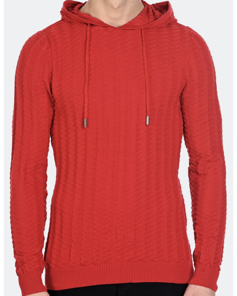 LCR LCR Cable Knit Sweater W/Hoodie