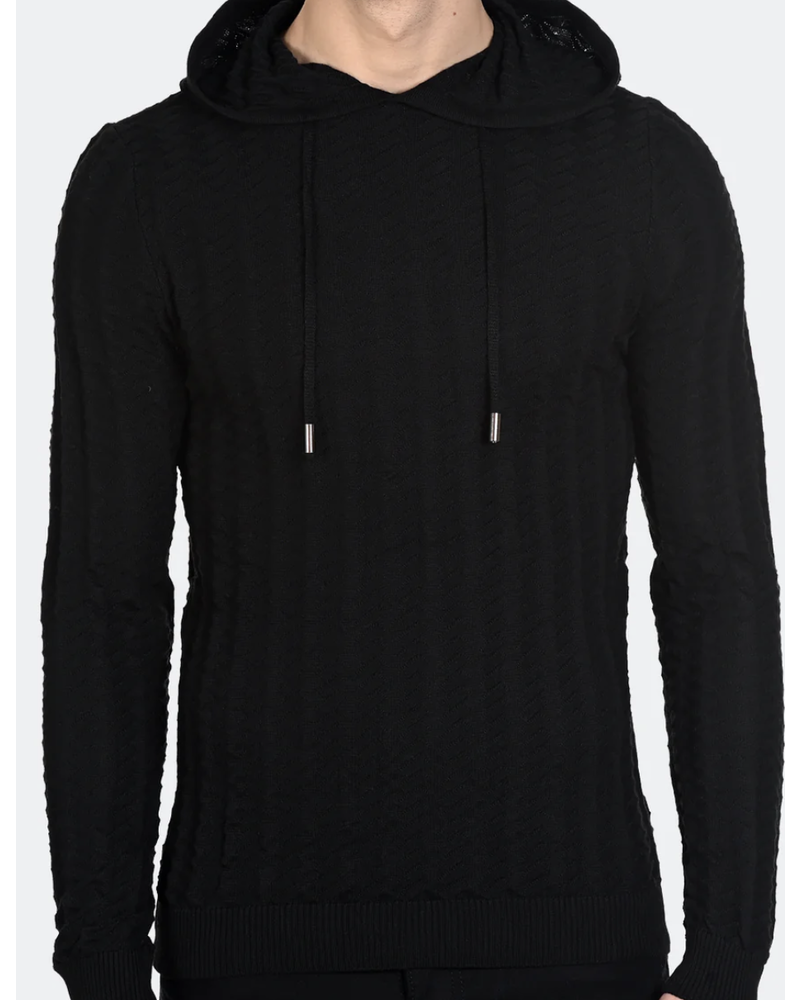 LCR LCR Cable Knit Sweater W/Hoodie