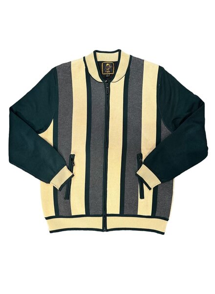 Cigar Cigar Bold Stripe Zip Sweater