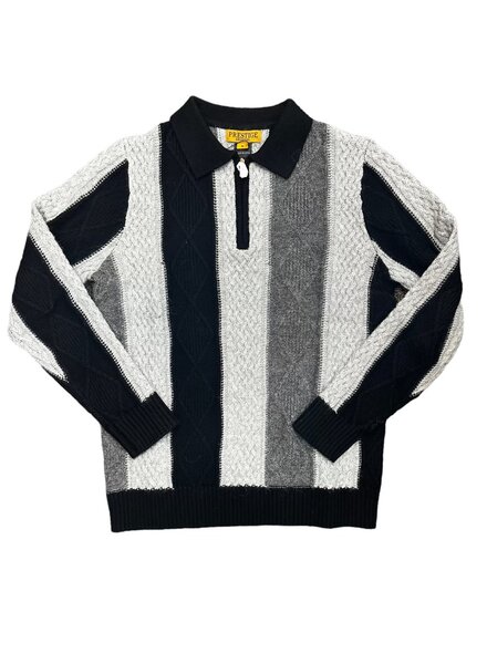 Prestige Prestige L/S Tri Tone Polo Cable Sweater