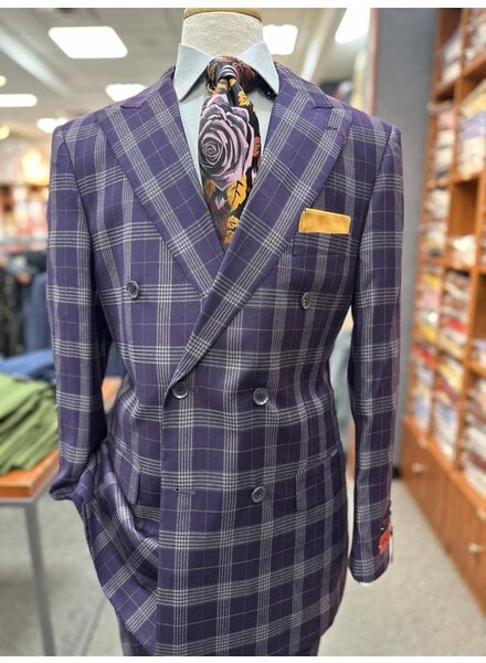 Mazari Mazari Double Breasted Plaid Suit