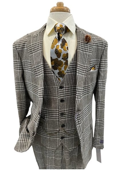 Stevenland Steven Land Glen Plaid Flannel Vested Suit