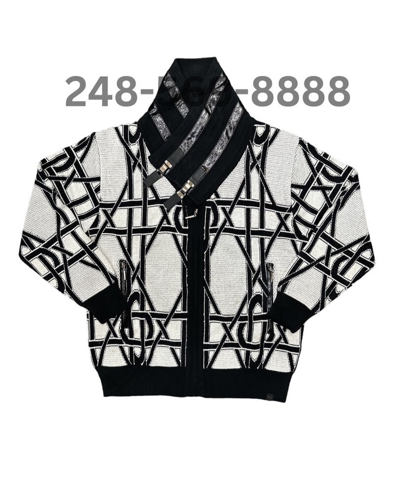 Silversilk Pu Leather Trimmed Shawl Sweater