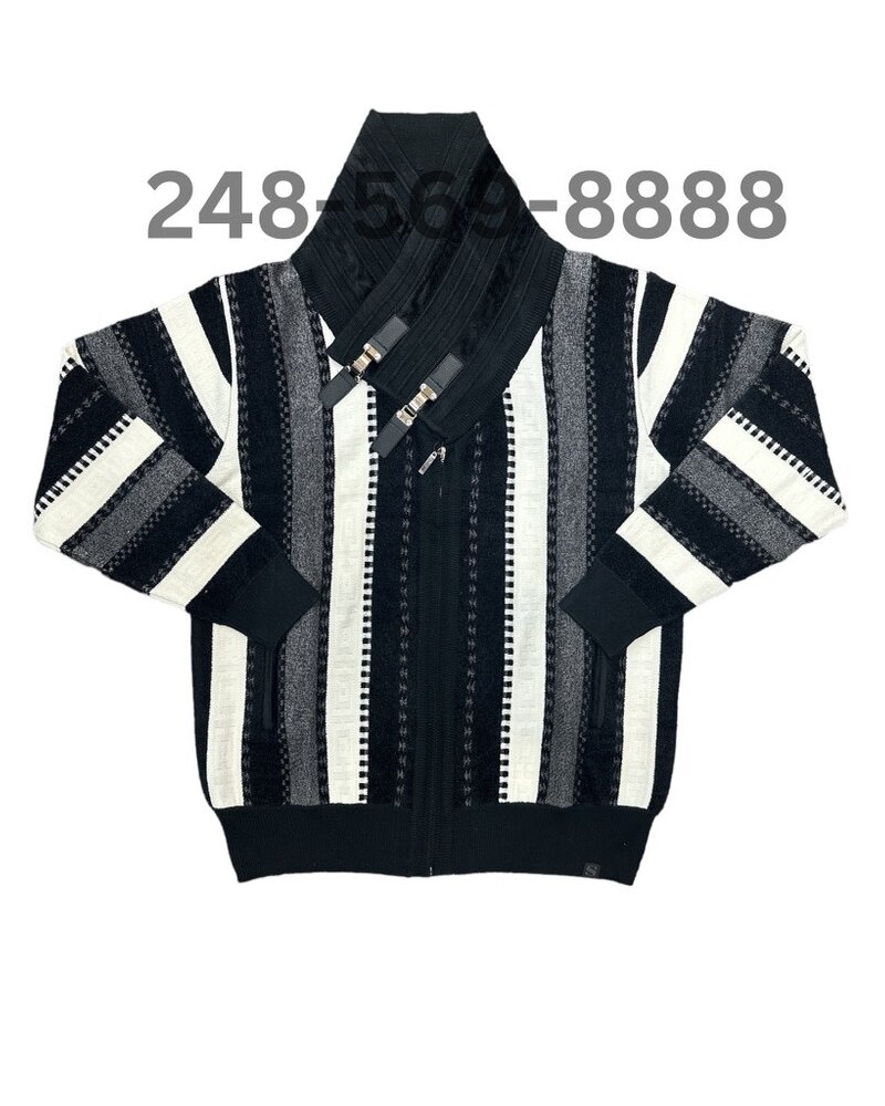 Silversilk Shawl Collar W/Velour Trim Sweater