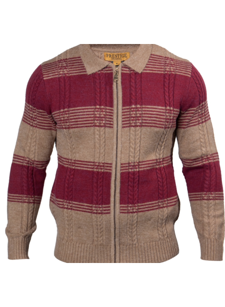 Prestige Prestige L/S Full Zip Two Tone Cable Sweater