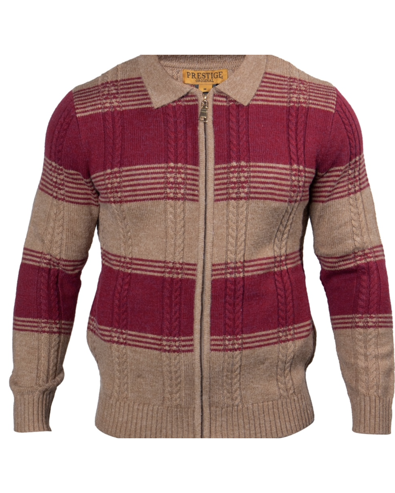 Prestige Prestige L/S Full Zip Two Tone Cable Sweater