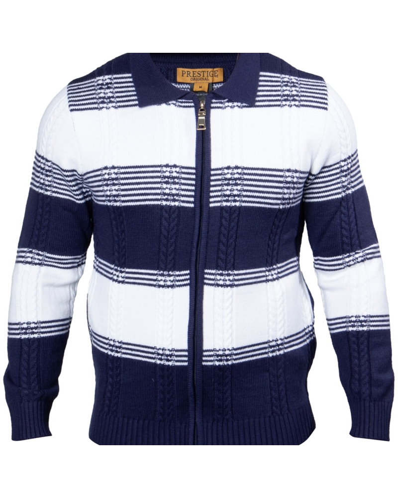 Prestige Prestige L/S Full Zip Two Tone Cable Sweater