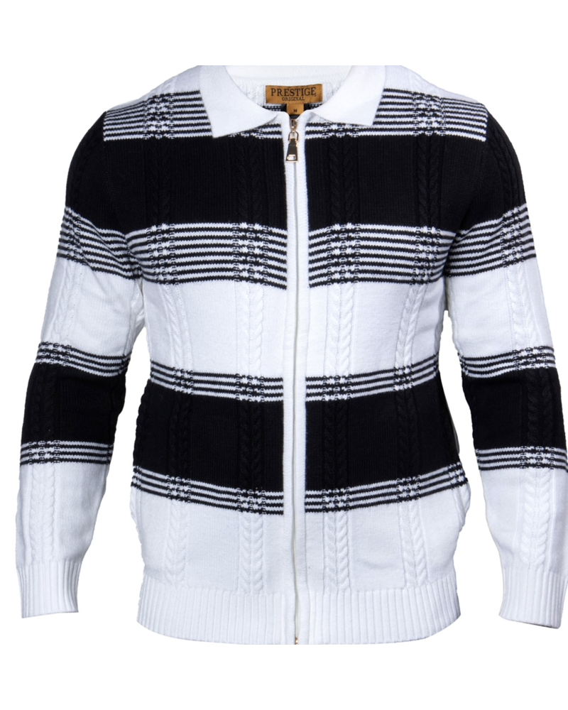 Prestige Prestige L/S Full Zip Two Tone Cable Sweater