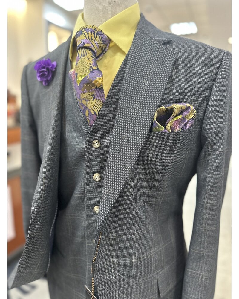 Vitali Vitali Multi Window Pane Vested Suit