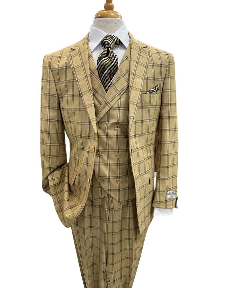 Vinci Window Pane Vested Suit